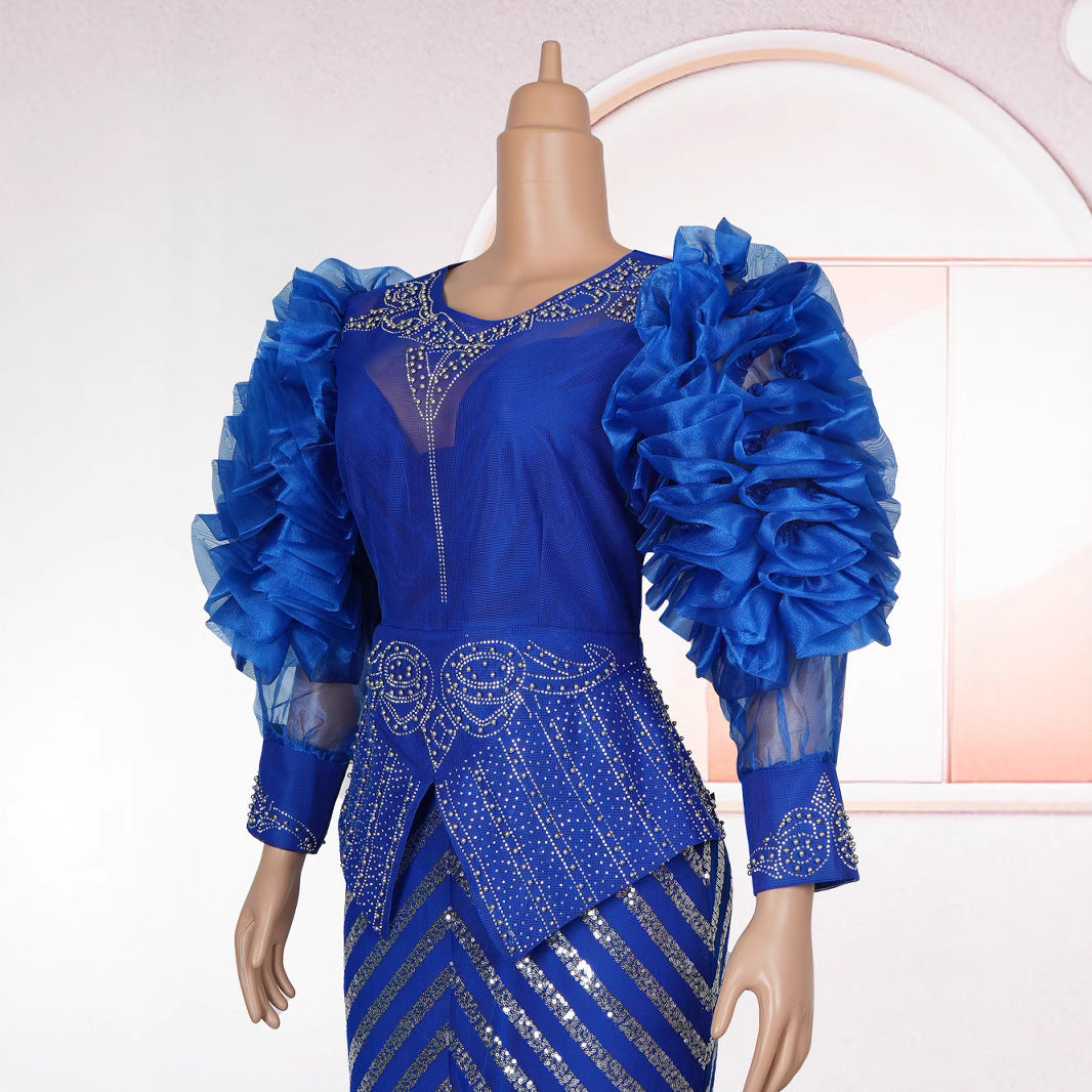 Women's Sequin Banquet Dress African Wear High Plus Size