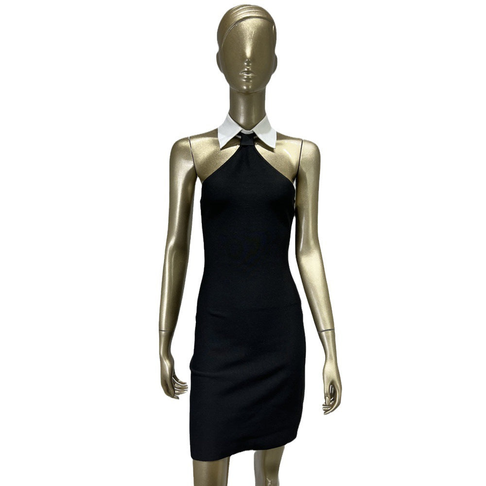 Bandage Dress Sexy Shirt Collar Backless Dresses