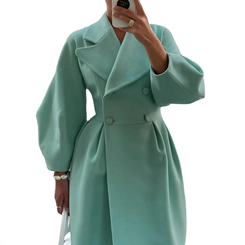 Court Style Lantern Sleeve Large Lapel Coats
