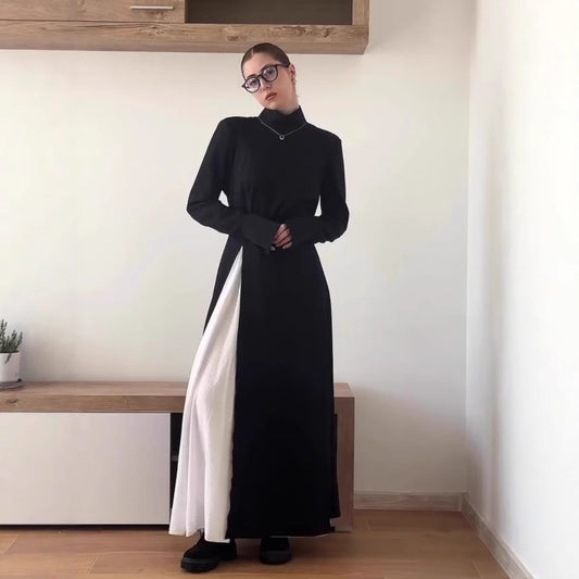 Women's Fashion Elegant Graceful Long Sleeve Split Dresses