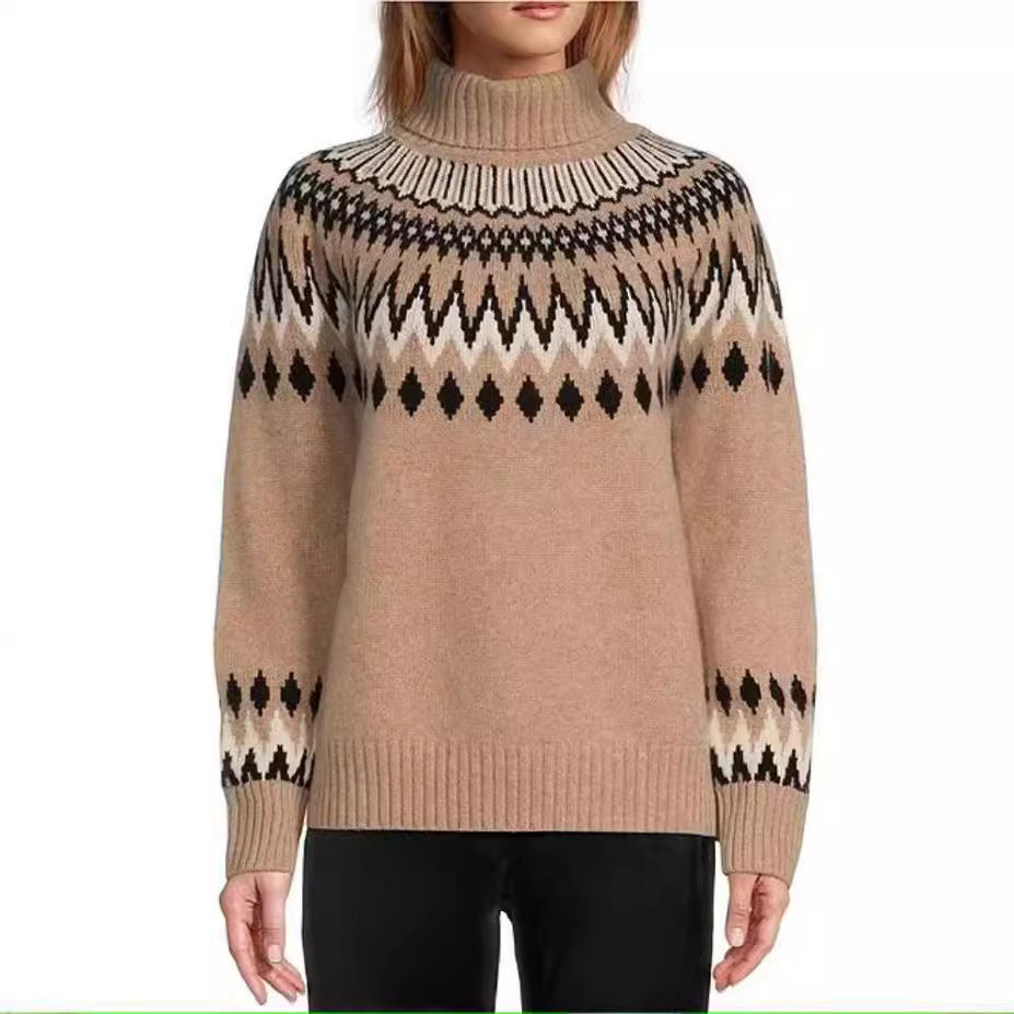 Women's Neck Fashion Casual Multicolor Slim Fit Slimming Sweater