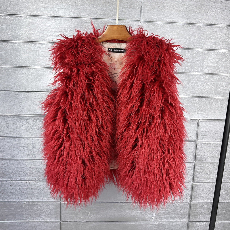 Women's Sheep Fur Environmental Protection Artificial Wool Coats