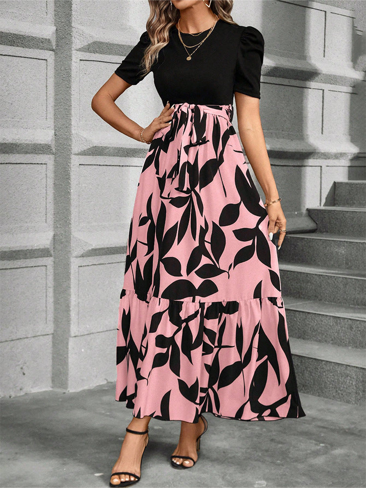 Women's Floral Print High Waist Fashion Elegant Dresses