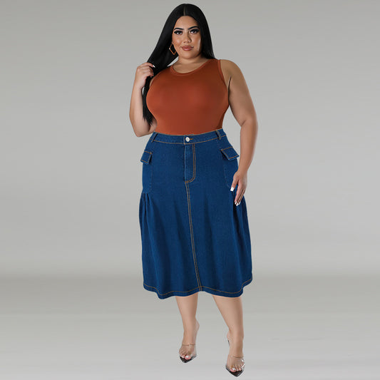 Women's Stylish Unique Mid-length Denim Source Skirts