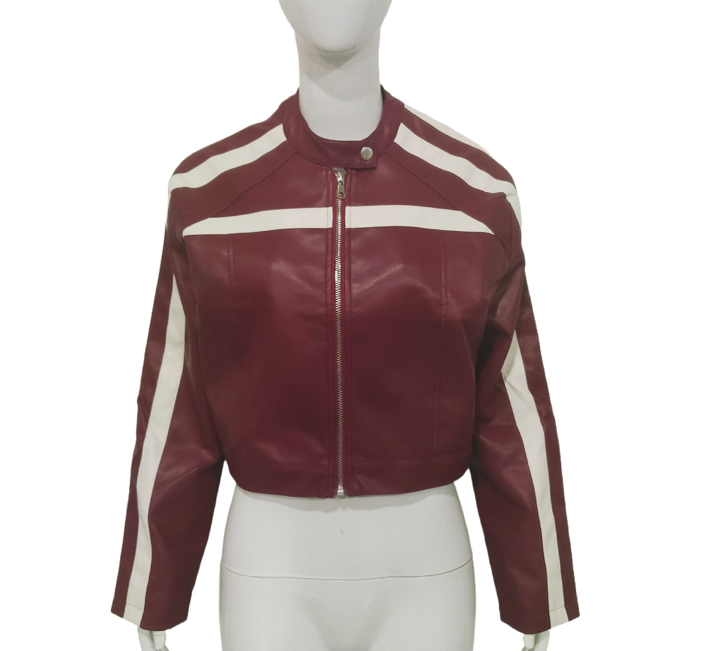 Women's Retro Contrast Color Striped Leather Autumn Jackets
