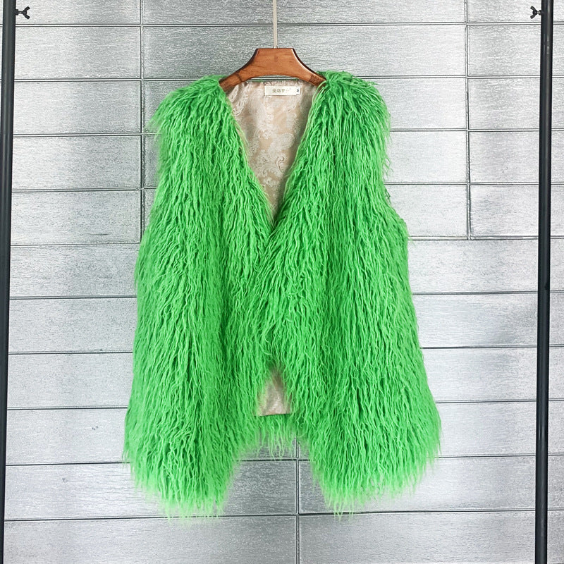 Women's Winter Mid-length Imitated Tibet Sheep Fur Coats