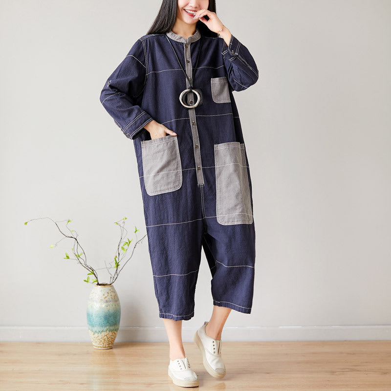 Round Neck Cropped Large Slimming Cotton Linen Personalized Pants