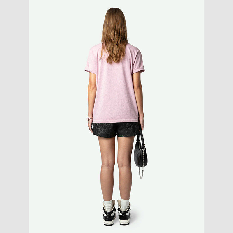 Women's Niche Letters Affixed Cloth Embroidered Cotton Blouses
