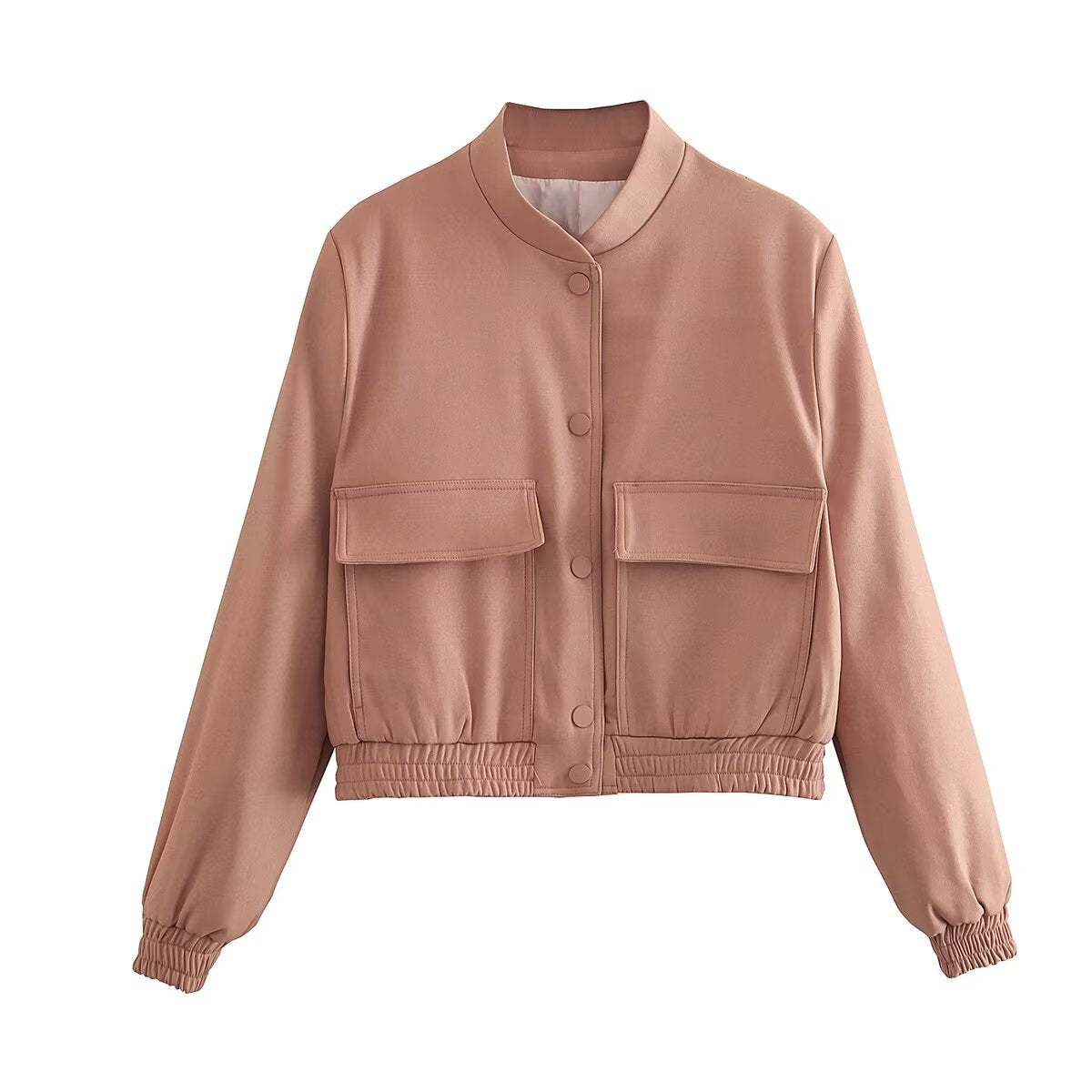 Women's Comfortable Spring Large Pocket Bomber Jackets