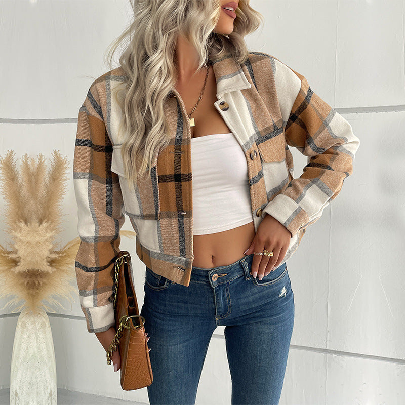 Women's Retro Style Classic Plaid Long Sleeve Jackets