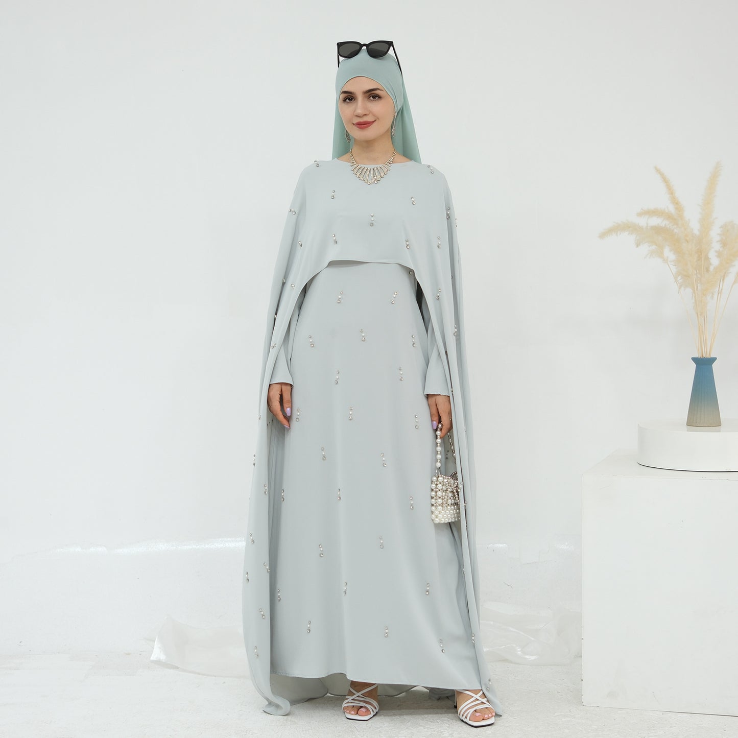 Turkey Solid Color Beading Dress Two-piece Dresses