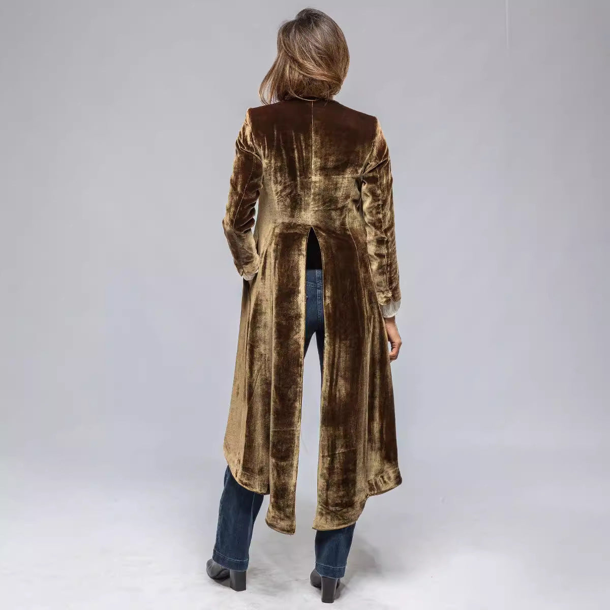 Women's Veet Long Solid Color Retro Split Trench Coats