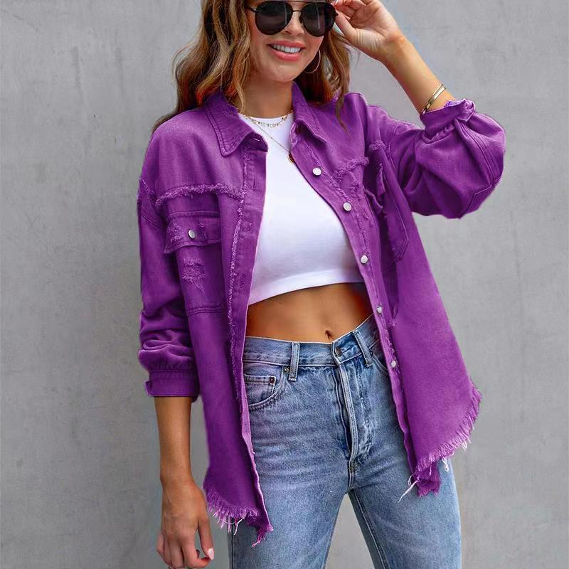 Women's Denim Ripped Simple Comfortable Slim Slimming Jackets