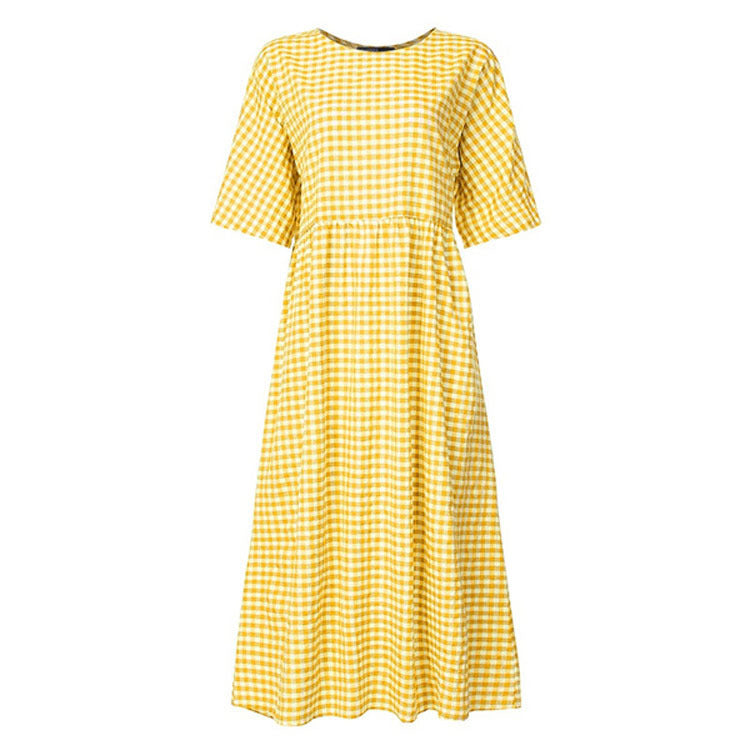 Plaid Summer Leisure Artistic Temperament Sleeve Dresses
