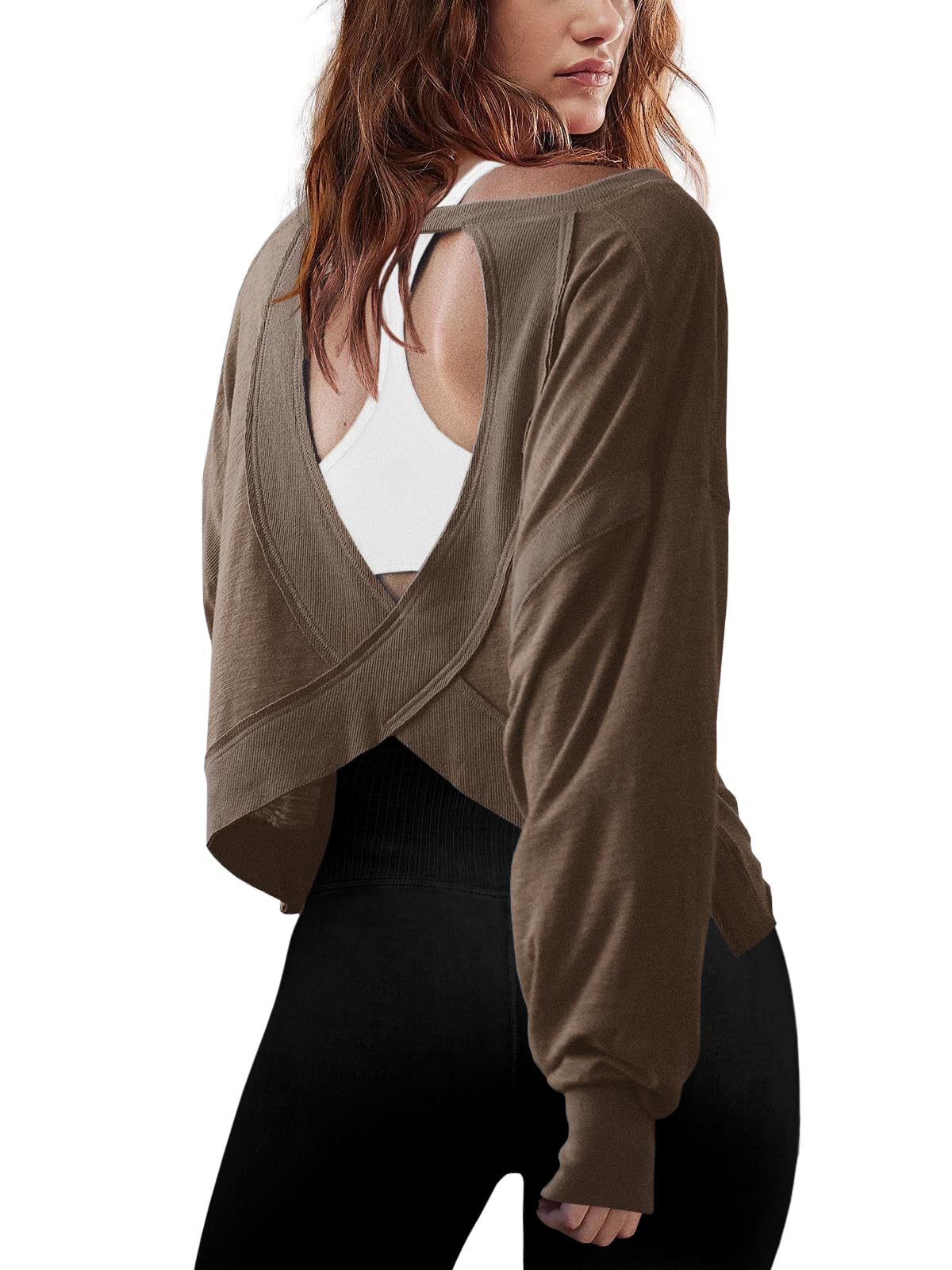 Women's Loose Long-sleeved Backless Age Reducing Round Blouses