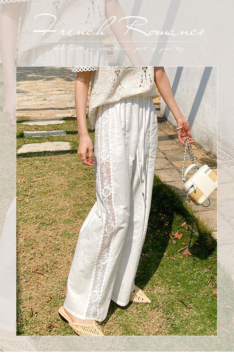 Women's Cotton Linen Trousers Vacation Casual French Style Pants
