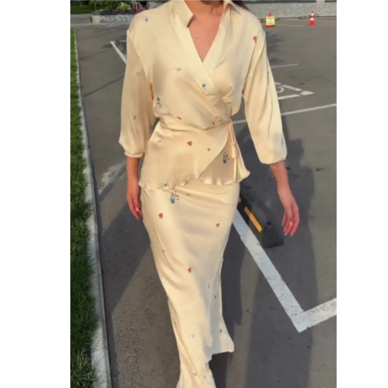 Women's Fashion Elegant Satin Long Sleeve Tops