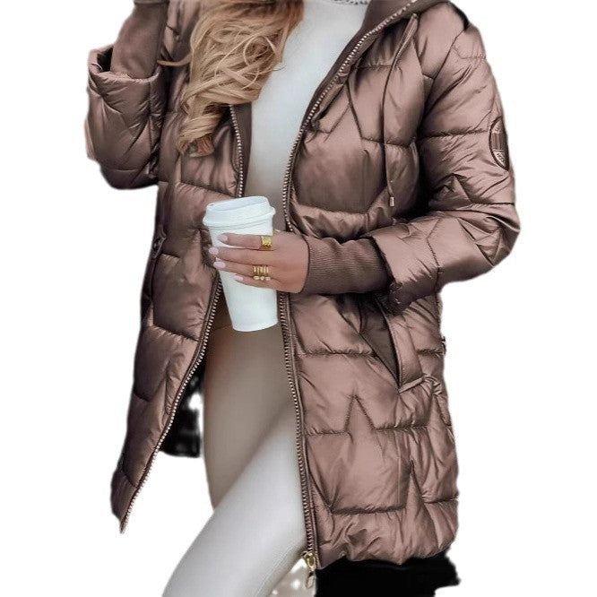 Attractive Winter Hooded Cotton Triple Zipper Coats