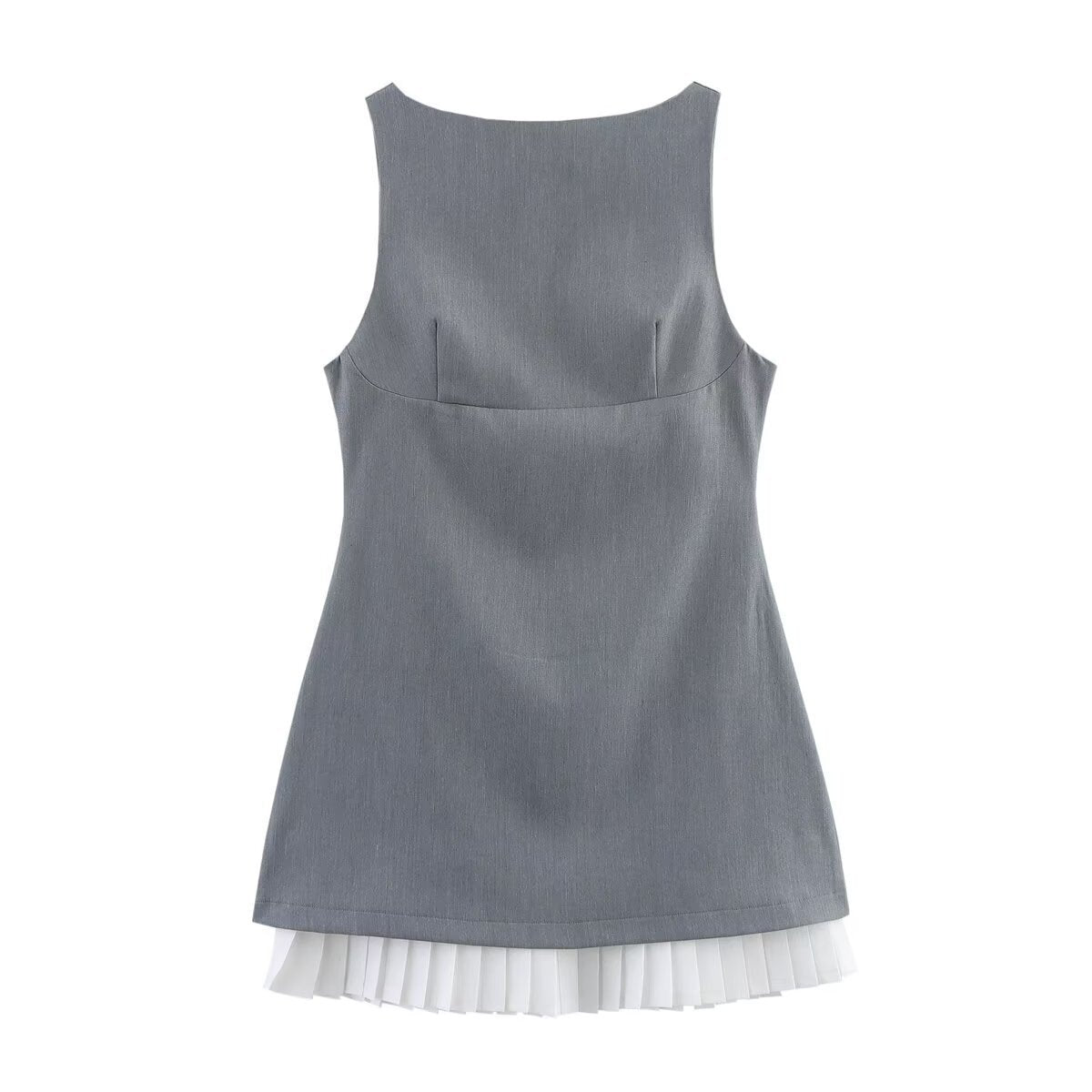 Women's Spring Round Neck Sleeveless Poplin Stitching Clothing