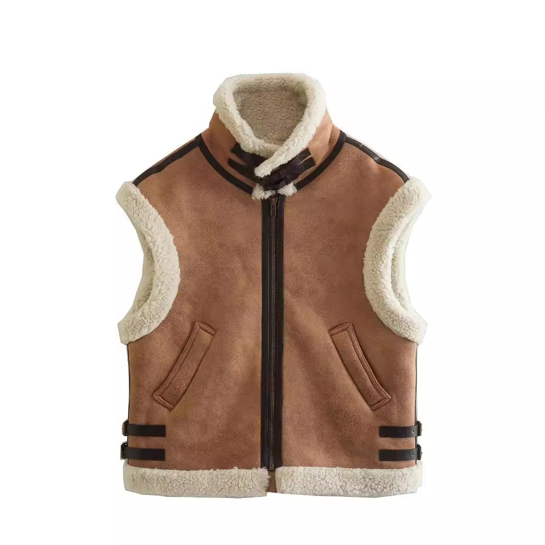 Women's Charming Fur One-piece Fleece Stitching Jackets