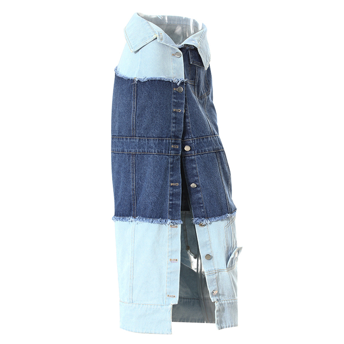 Women's Spring Dress Color Contrast Patchwork Design Personality Slim Fit Skirts