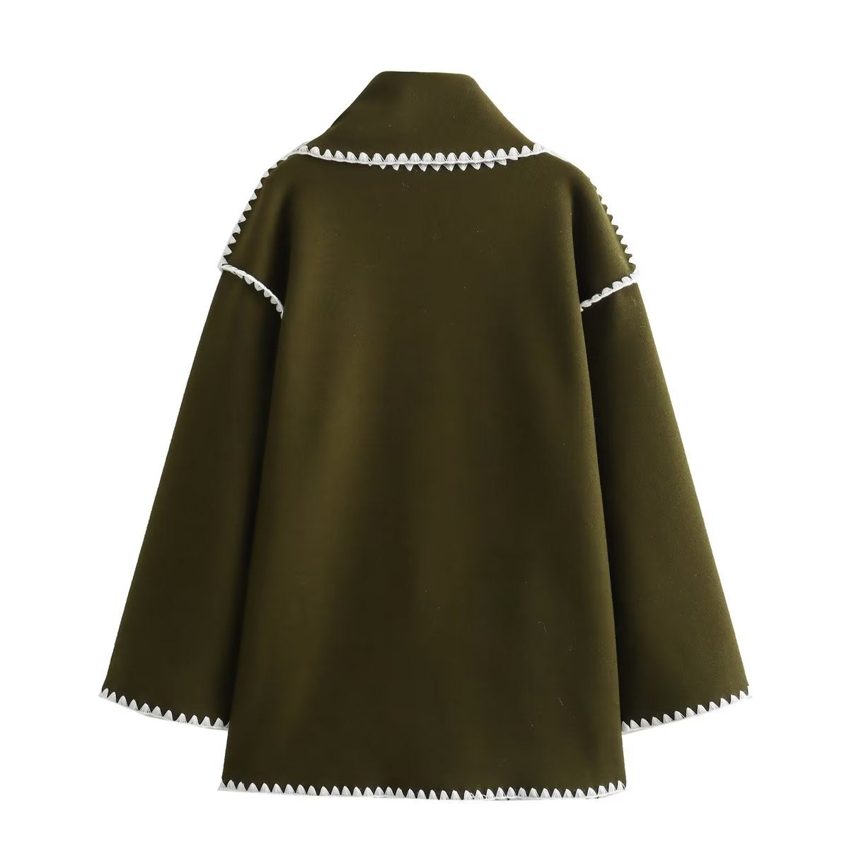 Women's French Fashion Single-breasted Tassel Scarf Stitching Coats