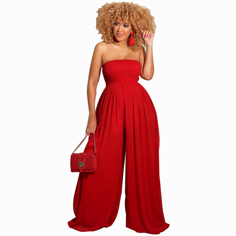 Women's Blue Wide Leg Leisure Chiffon High Pants