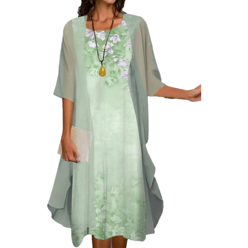 Women's Summer Casual Dress Two-piece Set Flowers Dresses