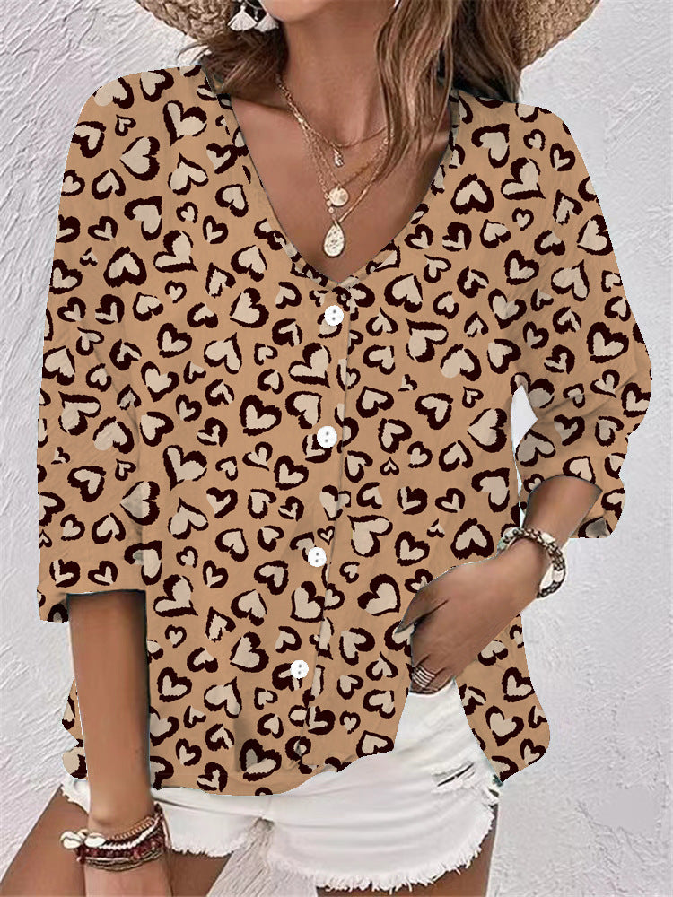 Women's Buttons Chiffon Printed Long Sleeve Cardigans