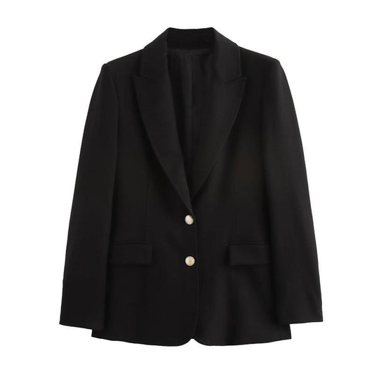 Women's Autumn Fashion Polo Collar Metal Button Blazers