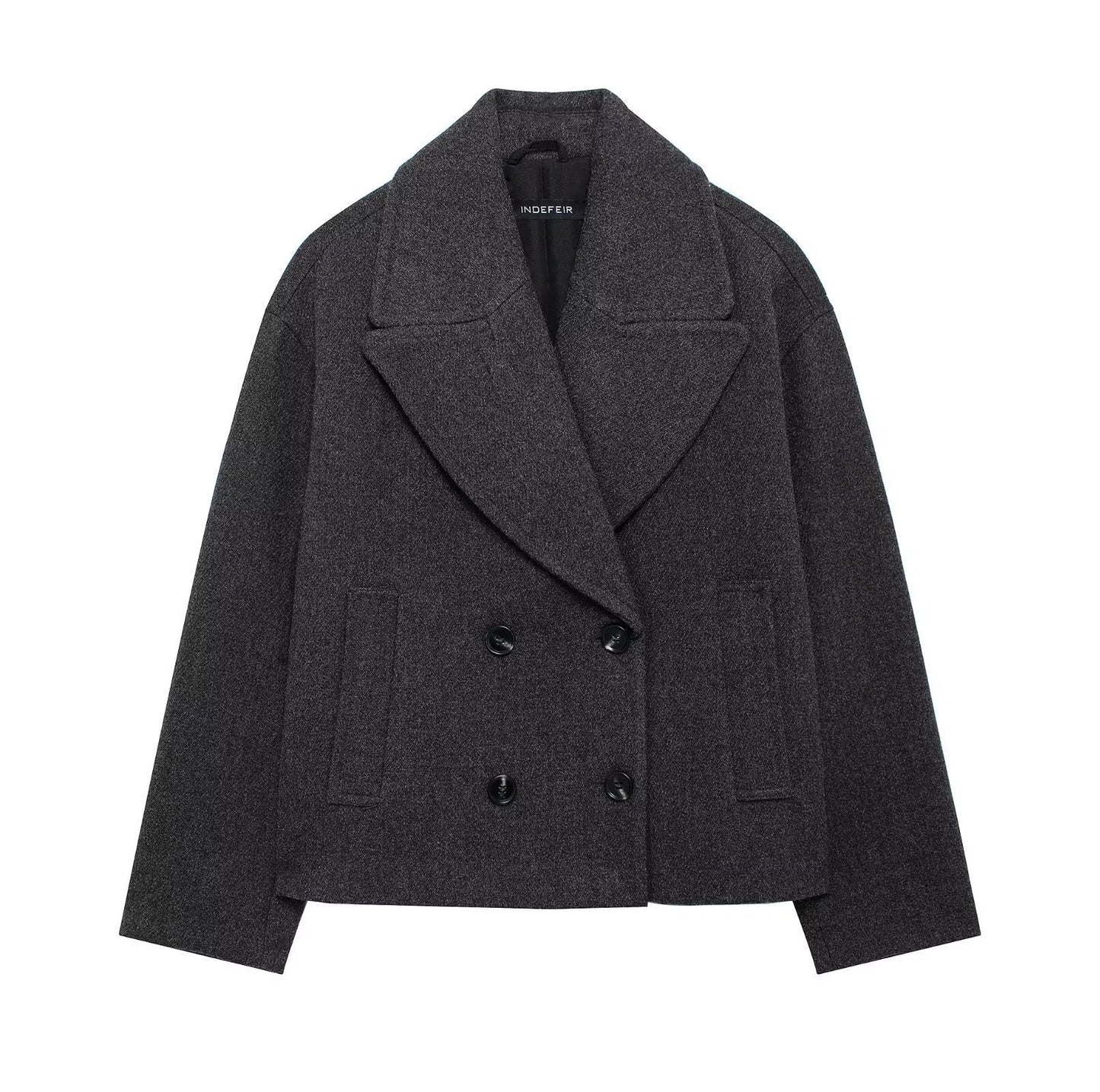 Women's Double Breasted Wool Blended Row Ornament Coats