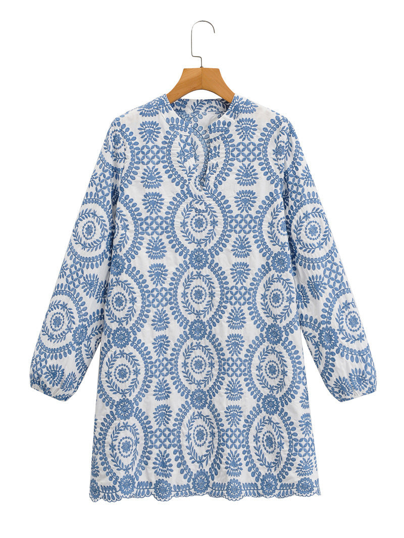 Women's Long Sleeve Loose Embroidery Dress Dresses