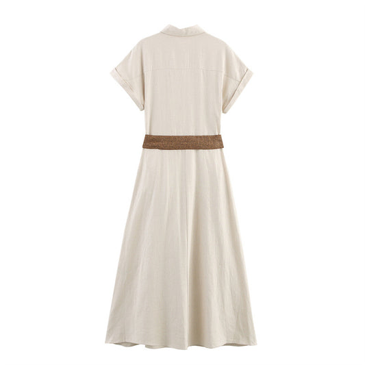 Women's Summer Fashion Casual With Belt Single-breasted Dresses