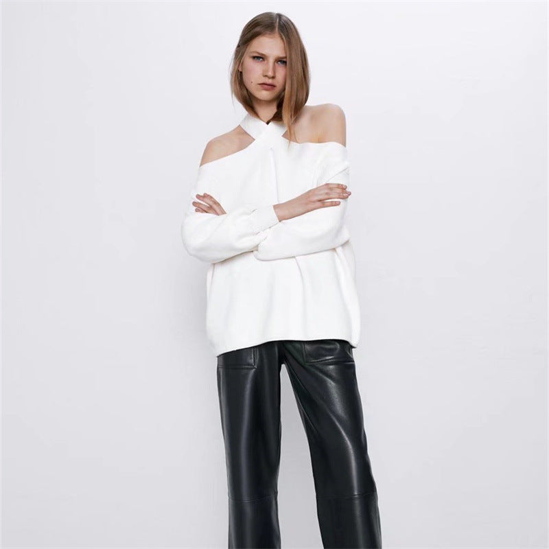 Women's Autumn Design Sense Loose Halter For Knitwear