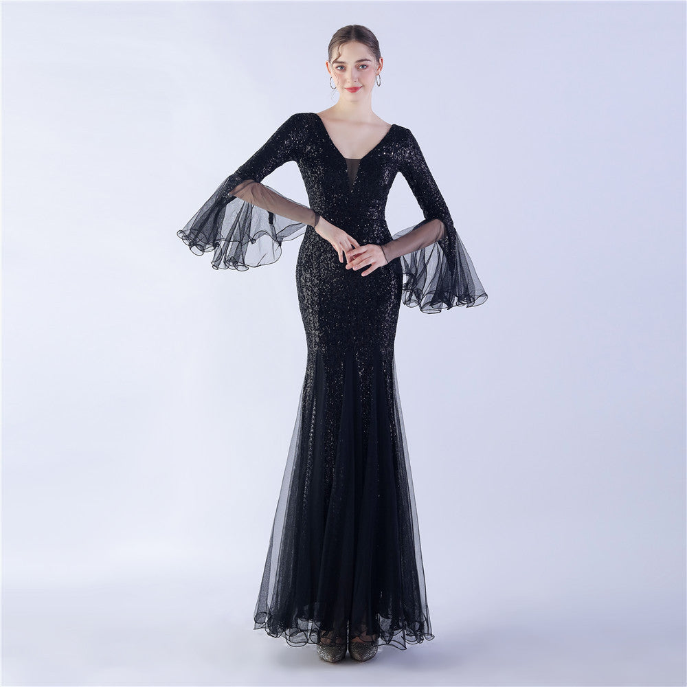 Craft Encryption Mesh Dinner Stage Sequined Wedding Dresses