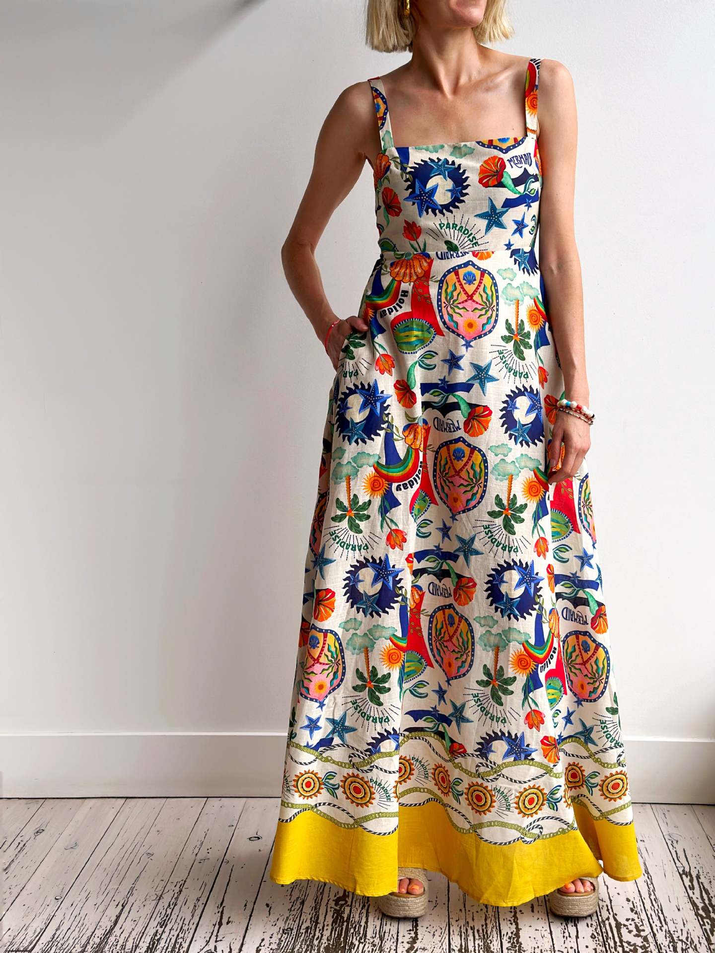 Personality Fashion Linen Printed Large Swing Dresses