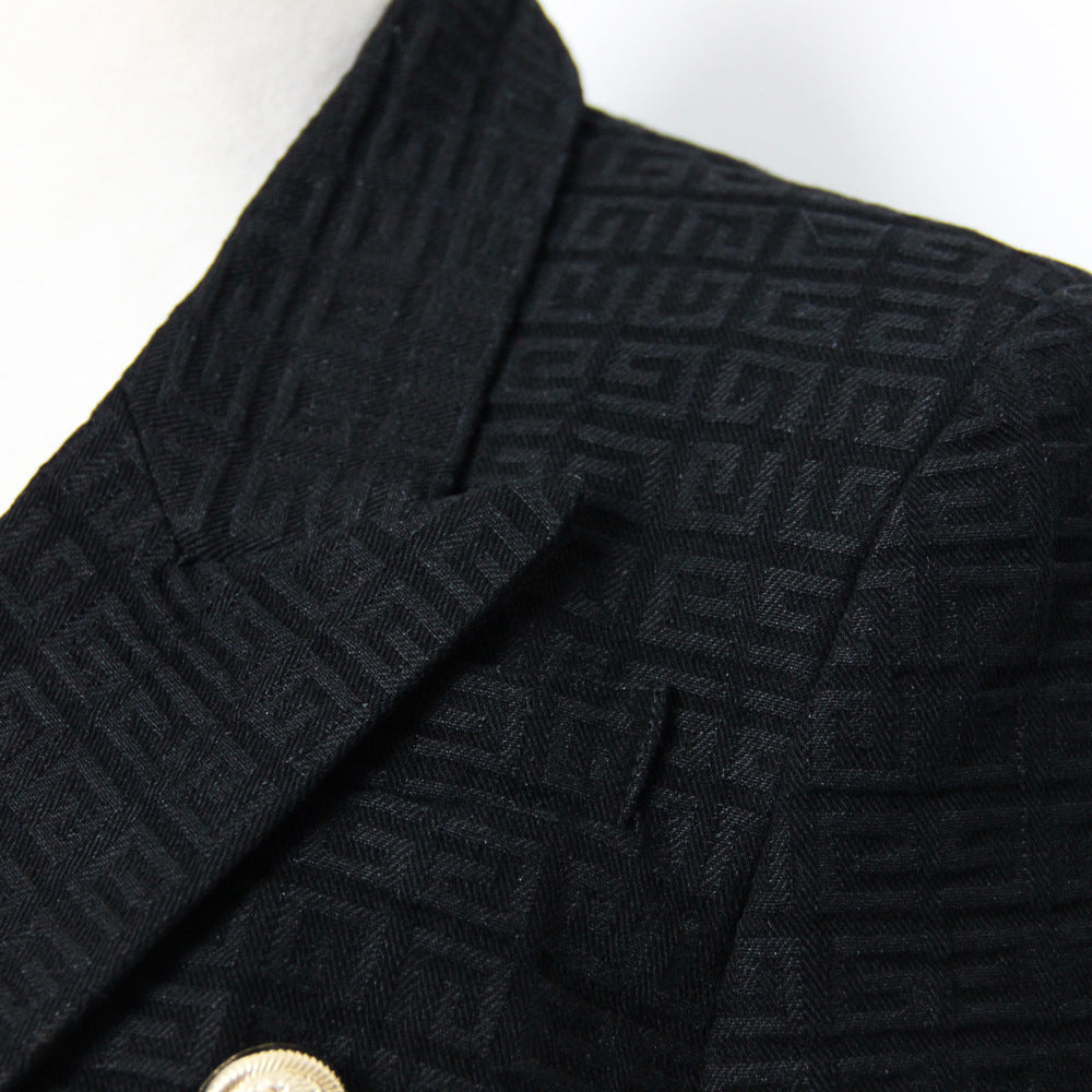 Stylish Fashion Small Lion Buckle Jacquard Blazers