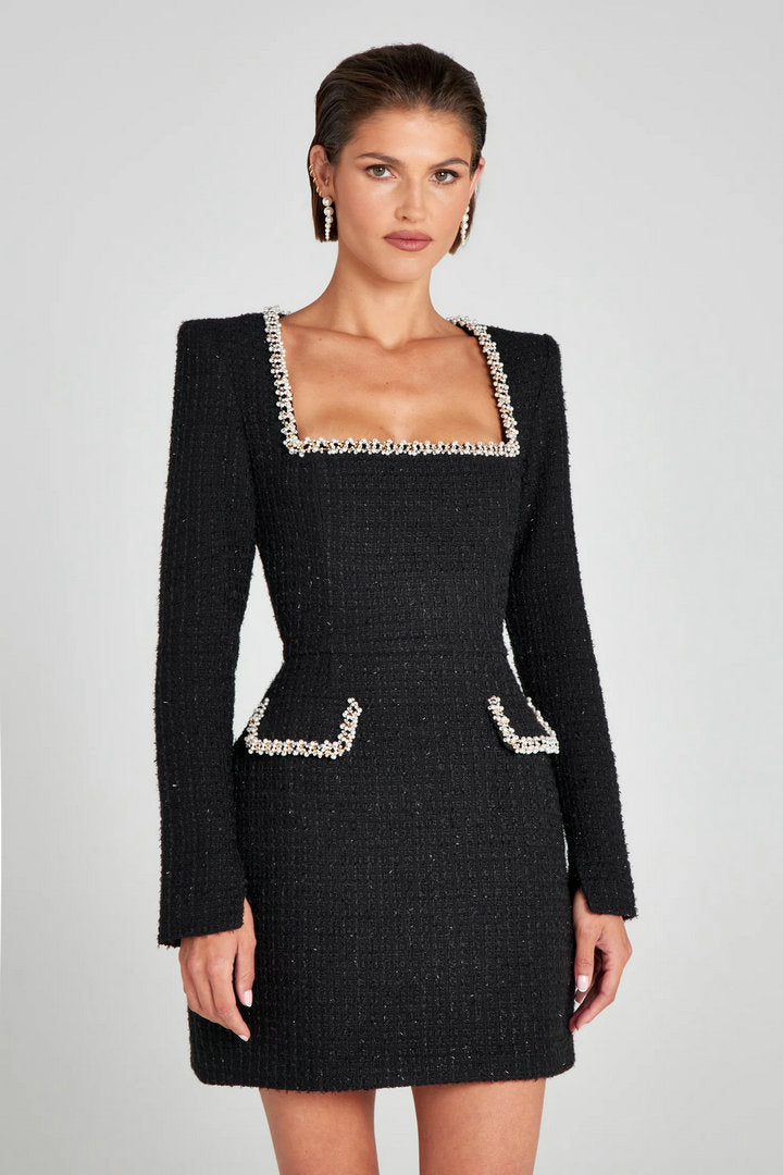 Elegant Slim Fit Slimming Long-sleeved Diamond Dresses