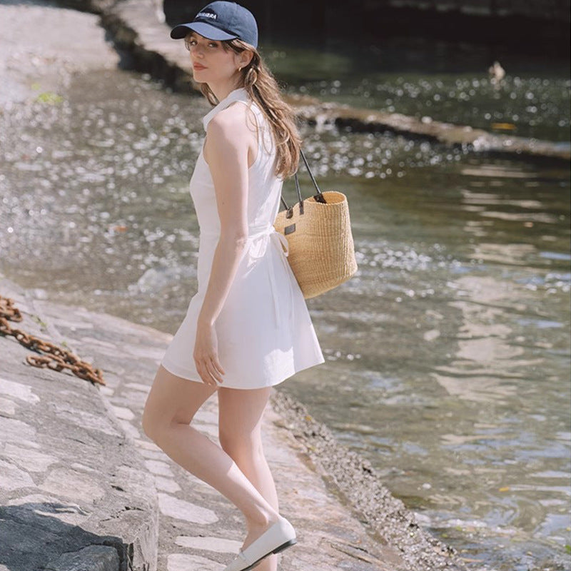 Summer Lapel Slim White Dress Thin Comfortable Dresses