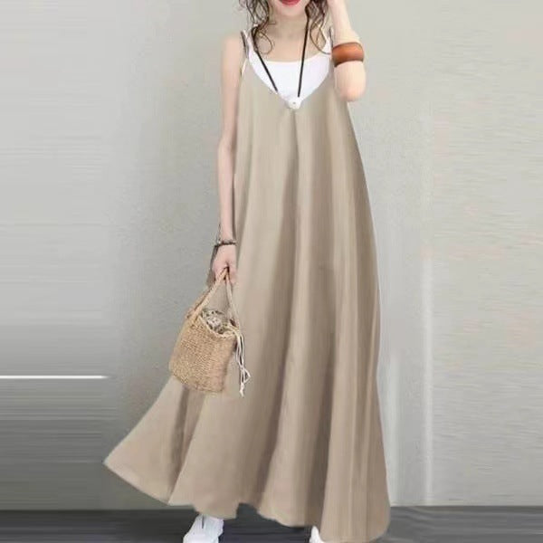 Women's Casual Loose Solid Dress Backless Sexy Dresses