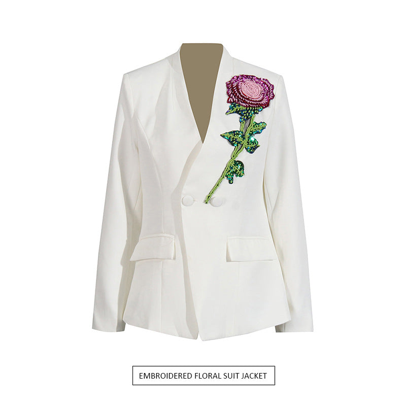 Women's Beaded Sequins Design Elegant Business Autumn Suits