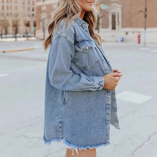Women's Fashion Wear Denim Burr Shirt Jackets