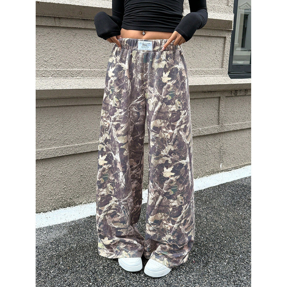 Women's Casual Street Fashion Loose High Waist Pants