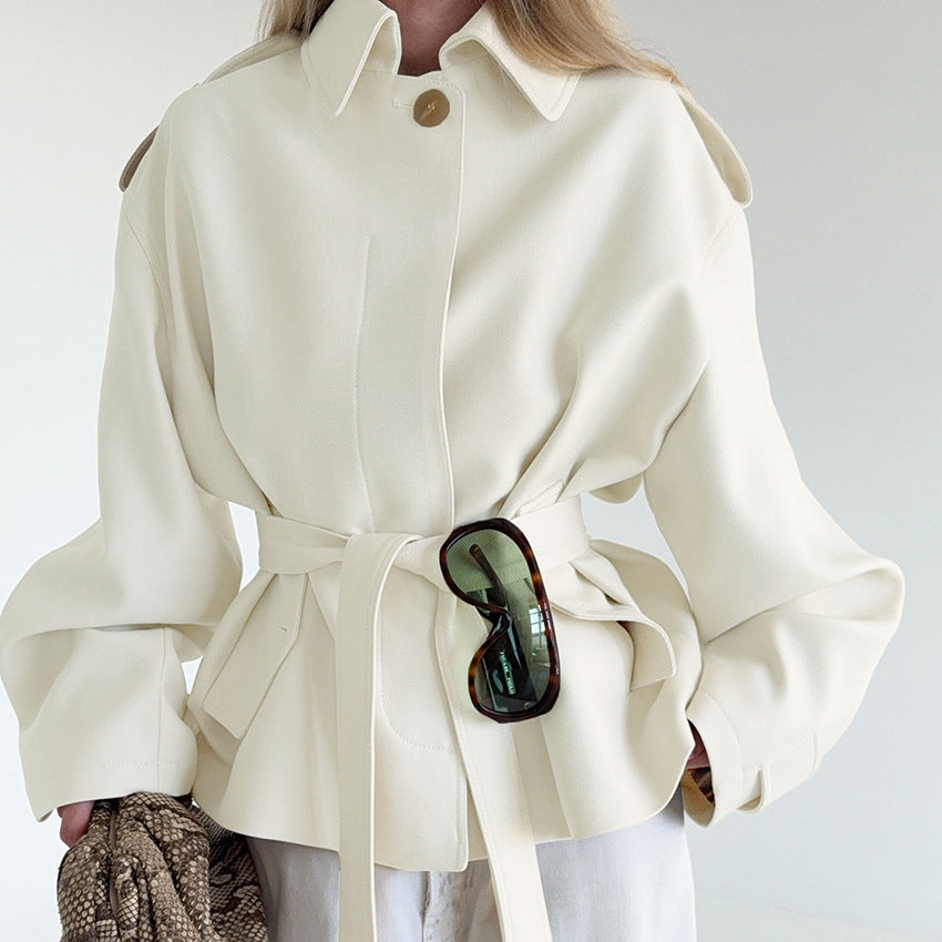 Brushed Veet Long Sleeve Trench Design Coats