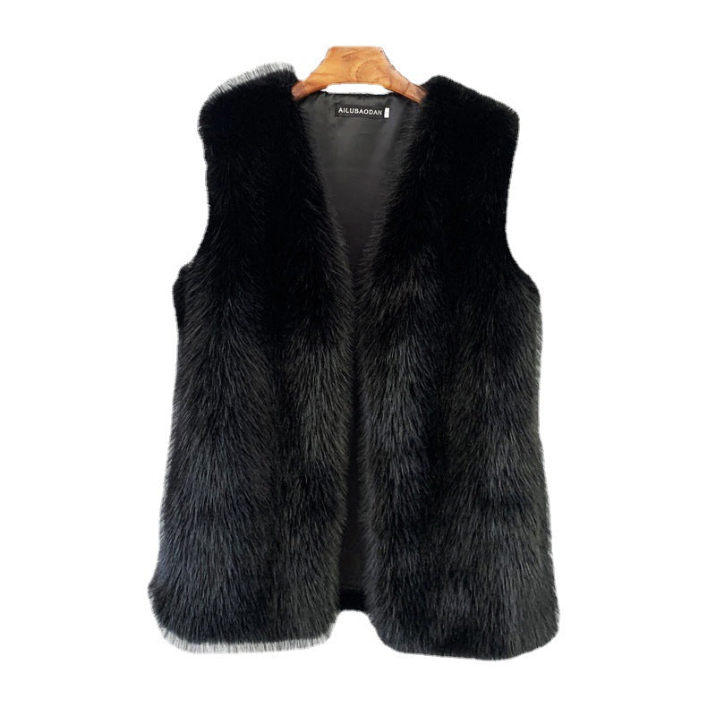 Women's Mid-length Fox Fur Warm Imitation Tuscan Coats