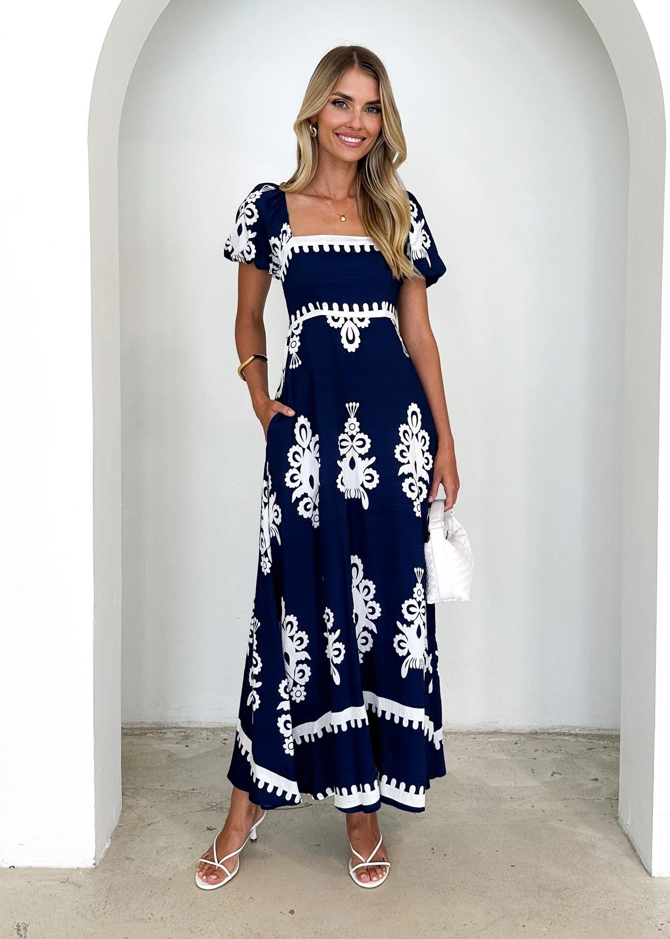 Women's Summer Vacation Style Printed Beach Dress Dresses