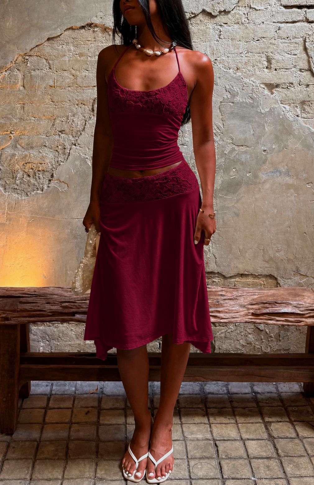 Women's Sleeveless Lace Splicing Sling For Suits