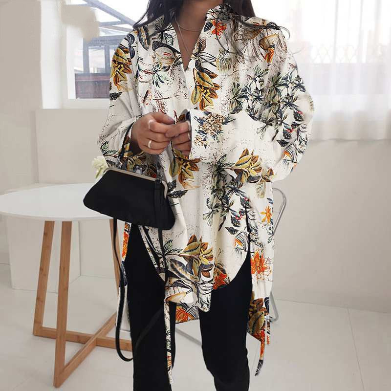 Loose Front Back Long Lace Up Blouses