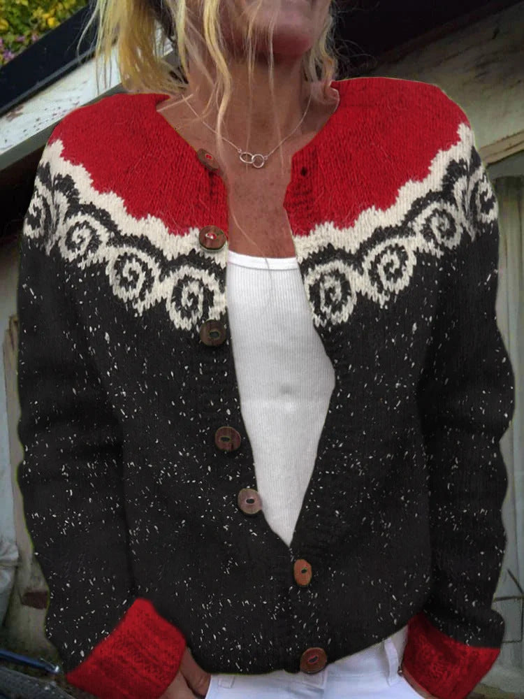 Winter Single-breasted Nordic Totem Warm Button Sweaters