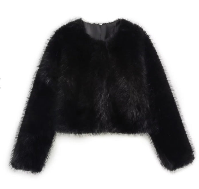 Women's Artificial Leather Fur Effect Style Jackets